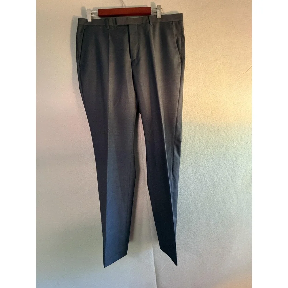 Hugo Boss Suit Mens 42 38x31 Gray Super 100 Wool 2 Piece Jacket Pants FLAWS